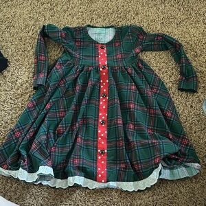 Plaid Green and Red Kids Dress